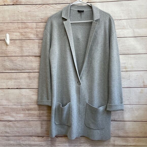 TALBOTS LONG LINE COTTON SWEATER IN GRAY - Picture 1 of 8